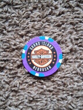 Collectible Harley-Davidson Grand Island Nebraska Poker Chip - Purple/Teal